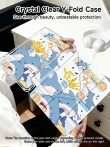 Shark Game Pattern Tablet Case Compatible With IPad Air 11-Inch M3 2025 / M2 2024, IPad Air 5th Generation 2022 , IPad (A16) 11 Inch 11th Generation 2025,Compatible With Samsung Galaxy Tab,Kindle Paperwhite 12th Gen 2024, Clear Back ,Fashion Pattern Protective Case,Autlueomatic Sleep And Wake-Up Function, Airbag Protection, Suitable For Gifts And Office Use - Multicolor - View 4