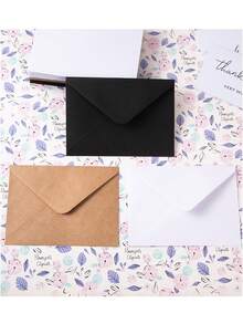 9/17/25件套，牛皮纸信封，适用于信件、贺卡、邀请函、生日卡等，复古简约牛皮纸信封，西式三角翻盖自粘贺卡信封 - 棕色 - 查看 2