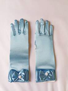 Layered Bow Tie Ice Skating Performance Holiday Ball Party Gloves