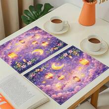 1/4/6 Pcs Set, Ramadan Placemats, Linen Dining Table Mats With Traditional Lantern Pattern, Washable Printed Tablecloths, Surface Protective Pads, Ideal Decor For Holiday Kitchen And Family Gatherings - Multicolor - View 3