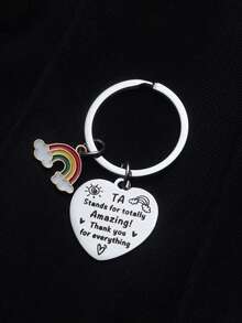 字母标语钥匙扣（1个），教师节礼物，毕业礼物，彩虹吊坠钥匙扣，包包挂饰，节日礼物 - 銀色 - 查看 4