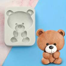 1pc Cute Teddy Bear Handmade Polymer Clay Mold, DIY Plaster Aromatherapy Silicone Mold - Apricot - View 6
