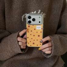 Warm Turmeric Orange Simple Star Design Soft Silicone Phone Case Compatible With Iphone 15, 17 Pro, 17 Pro Max, 14, 17, 16 Pro Max, 13 - Orange - View 3