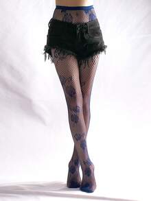 1件装女士性感花卉图案镂空网眼连裤袜 - 彩色 - 查看 11