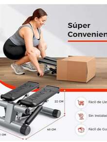 S unn y H eal th & F itn e ss Mini Stepper para Ejercicio en Casa, Máquina de Ejercicio de Escaladoras con Faja de Resistencia, Movimiento Twist Opcional y Conexión con la App SunnyFit Gratis - Gris - Ver 1