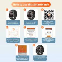Relógio esportivo inteligente multifuncional com tela grande de 2,01" com lanterna, funções de chamada, SMS, pedômetro, reprodutor de música e alarme. - Multicolorido - Ver 11