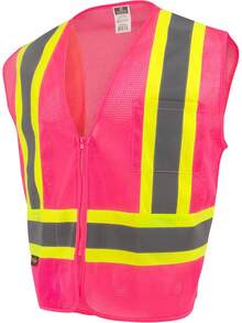 Radians SV22-1 Economy Type O Class 1 Safety Vest Size 2X-Large, Pink Mesh With Contrasting Tape - 1 Each - Blue - View 10