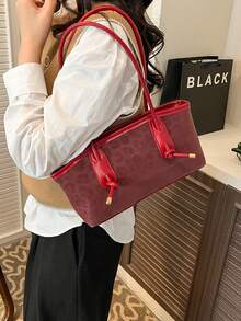 复古小众豹纹女式手提包，新款通勤单肩腋下包，个性化INS风时尚托特包 - 彩色 - 查看 9