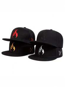 1顶纯色火焰刺绣棒球帽，涤纶材质，可调节后扣，时尚百搭，适合日常佩戴，是送给家人、朋友、男女朋友的绝佳礼物，也适合圣诞节、母亲节、父亲节、教师节、生日等场合。 - 彩色 - 查看 9