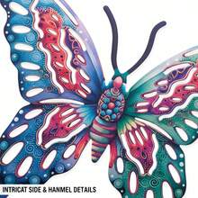 4 PEÇAS Decoração de Parede de Arte em Metal Vazado em Formato de Borboleta, Escultura de Parede de Arte em Ferro Vibrante e Resistente à Ferrugem de 16 cm, Ornamento Decorativo Suspenso para Jardim, Pátio, Quintal, Varanda, Cerca - Presente Perfeito para Família, Amigos, Inauguração e Dia das Mães - Estilo A - Visão 4