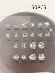 高级合金叠层美甲钻，5/30/50颗混合尺寸，适用于3D奢华美甲艺术 - 美甲沙龙专业用品 - 白色 - 查看 17
