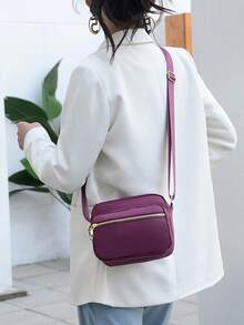 Versatile Crossbody Bag For Women Multiple Pockets Small Messenger Purse Fashion Satchel For Commuting And Daily Use - Màu tím - Xem 5