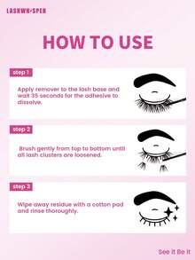 DIY Eyelash Extension Glue Remover, Gentle & Non-Irritating Eyelash Glue Remover Suitable For Cluster And Individual Lashes, For Home Use - Pink - View 5