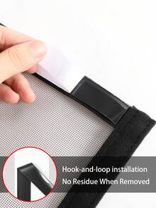 黑色拉链式窗纱网，自粘式魔术贴安装，防蚊虫网，透气防尘帘，方便开窗 - 黑色 - 查看 6