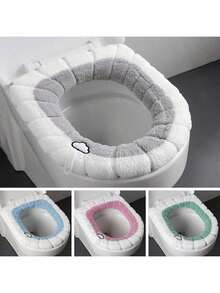 1pc Thickened Toilet Seat Cover, Pull-Out Toilet Seat Cover, Knitted Warm Universal Toilet Seat Cover, Washable Toilet Seat Cover, Skin-Friendly Comfortable Fabric, Plush Toilet Seat Cover For All Seasons, Suitable For Autumn/Winter Home Use - Multicolor - View 13