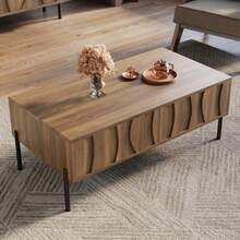 Modern Retro-Style Coffee Table, Living Room Furniture. Dimensions: 105 Cm (Length) X 55 Cm (Width) X 41 Cm (Height). - Natural Color - View 5