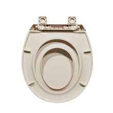 Asiento de inodoro redondo de cierre lento con asiento integrado para niños pequeños | Uso dual para adultos y niños | Entrenamiento magnético para ir al baño | Bisagras silenciosas | Plástico PP duradero | Redondo estándar - Blanco - Ver 5