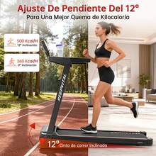 Caminadora Electrica Portatil, 2.0 HP Caminadora Plegable, Equipado con Pantalla Táctil LED y Altavoz Bluetooth, 12 Programas en Ejecución, Velocidad 1 a 12 Km/h, Soporte 120 Kg - Negro - Ver 4