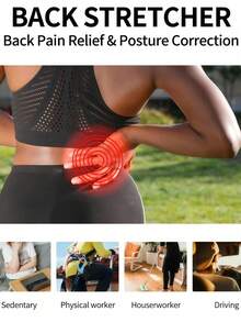 1 Set: Back Stretcher + Foot Massage Mat, 4-Level Adjustable Lumbar Brace Massager For Lower Back Pain Relief, Scoliosis, Sciatica, Spine Decompression, Foot Acupressure Massage Pad - Multicolor - View 4