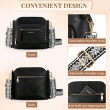 Rossbody Bags For Women Waterproof Leather Crossbody Purses Shoulder Bag Handbags Cross Body Purse Travel Purse - 黑色 - 查看 6