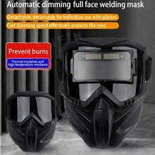自动变光全脸焊接面罩，带热成像功能，可拆卸透气设计，耐高温防眩光，适用于工业汽车维修焊接设备 - 黑色 - 查看 2