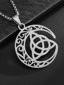 1件新款不锈钢爱尔兰凯尔特结新月项链，男女通用，三位一体幸运护身符首饰礼品 - 時尚 - 查看 7