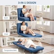 Upholstered Armchair That Converts Into A Bed, 2-In-1 Model, Armchair-Bed, Guest Bed, Fabric Upholstery, With Cushions, Blue - Teal Blue - View 4