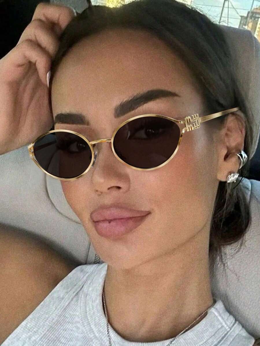 1副椭圆形双梁复古女士眼镜，全框百搭时尚眼镜，适合旅行、度假、日常佩戴和搭配