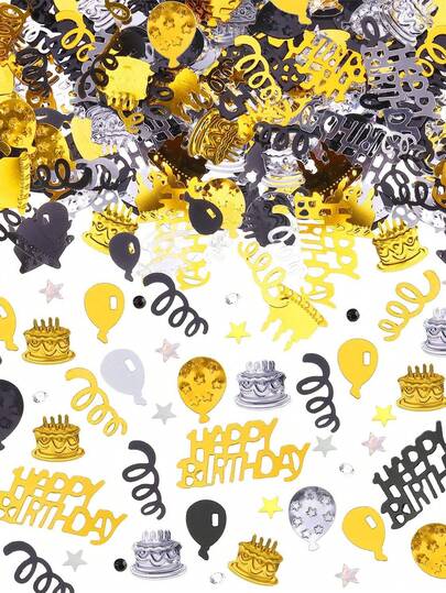 15g/30g/50g Confeti de papel de colores con texto "Feliz Cumpleaños", confeti de lámina metálica para pastel de cumpleaños, globos, boda, fiesta de aniversario, ducha, manualidades DIY