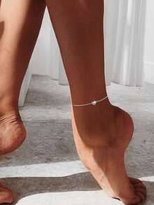 1条S925纯银心形脚链，18K镀金字母，简约春夏沙滩脚链，女士脚链，母亲节礼物 - 腳鍊 - 查看 3