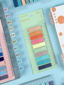200张彩色尺子便签本，PET材质，高品质提醒贴纸，二合一尺子便签本，随机款式，（1本200张）适用于办公室、家庭、学校留言便签本，方便整理和提醒，也可作食品包装贴纸，适合办公室、学校、学生、学习用品、返校季（200本）