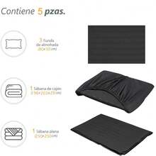 Juego de Sábanas de Microfibra Premium Tipo Satén Suaves y Frescas con Bolsillo Profundo para Cama Individual Matrimonial Queen King Incluye Sábana de Cajón Sábana Plana y Fundas de Almohada - Negro - Ver 6