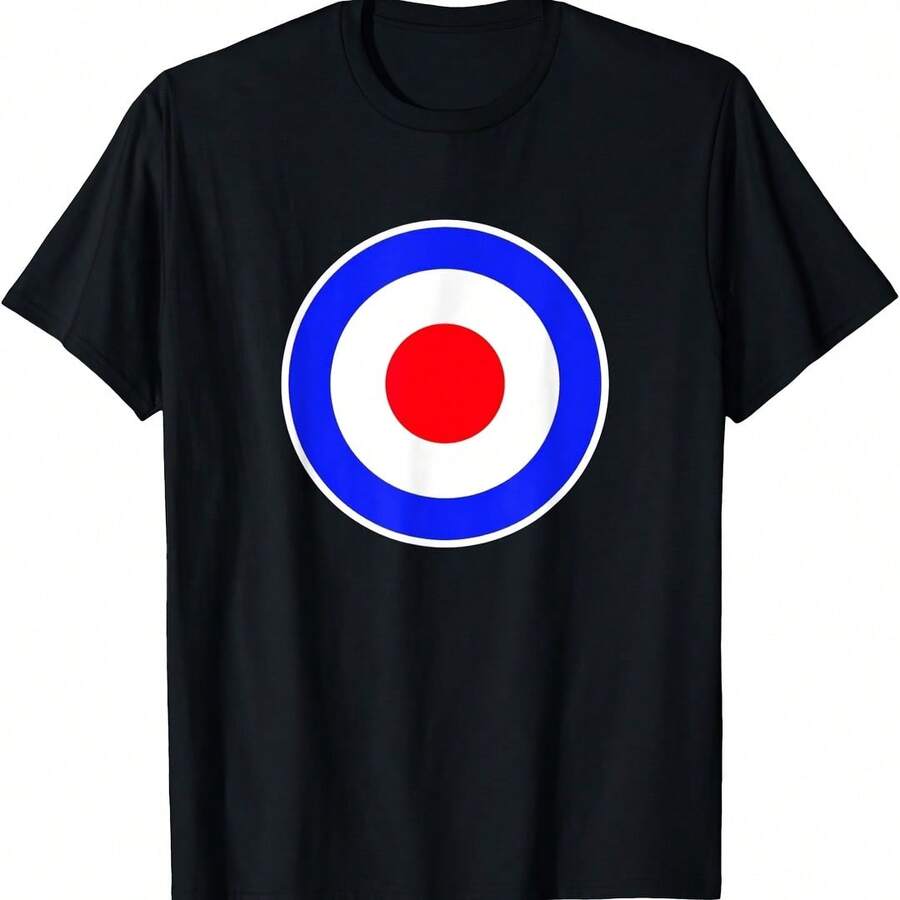 Retro Style Mod Roundel Design Red White Blue White Circles T-Shirt - Gris - Ver 1