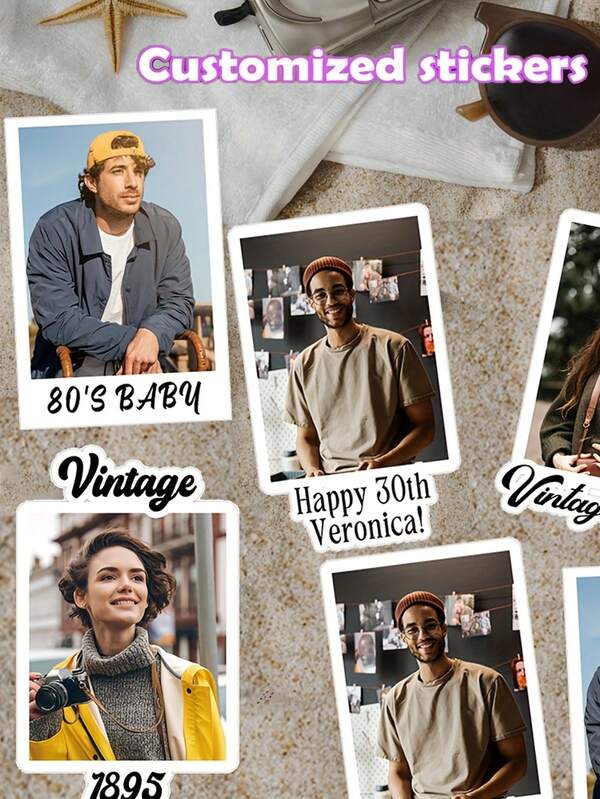 3/9/18pcs Retro Personalized Birthday Party Name Stickers, Customized 80s & 90s Birthday Decorations With Portrait Cup Stickers, Suitable For 21st, 30th, 40th And 50th Birthday Party Decorations, Vintage Birthday Party Supplies