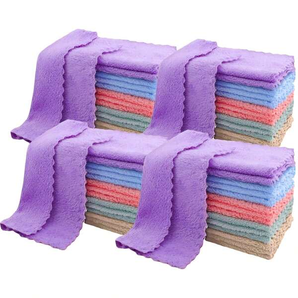 Set de 12/24 paños faciales de microfibra lujosos - Suaves, de secado rápido y reutilizables para desmaquillarse - Con borde sin costuras, experiencia de lavado facial suave y efectiva - Esenciales de belleza perfectos para viajar