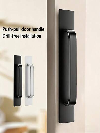 Round Black Handless Door Handle Suitable For Sliding Glass Doors, Garage Doors And Wardrobe Doors