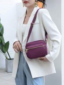 Versatile Crossbody Bag For Women Multiple Pockets Small Messenger Purse Fashion Satchel For Commuting And Daily Use - Màu tím - Xem 3