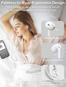 Earphone Kabel Lightning dengan Mikrofon dan Kontrol Volume, Kompatibel dengan iPhone, Stereo HiFi Tahan Bising, Kompatibel dengan iPhone 14/13/12/11/XR/XS/X/8/7, Mendukung Semua Sistem iOS. Earphone Kabel Lightning ini kompatibel dengan perangkat Apple, desain in-ear, dengan efek bass HiFi, pilihan ideal untuk bepergian dengan 14 Plus/13/12/11 Pro Max. - Putih - View 6