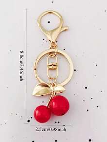 1 Peça Chaveiro Pingente de Cristal em Formato de Cereja, Chaveiro de Cereja Brilhante com Clipe, Acessórios de Resina Brilhante e Metal, Chaveiro Unissex, Encantos de Carteira e Bolsa. Adequado para Carteiras e Bolsas Femininas, Presentes e Lembranças do Dia dos Namorados, Acessórios de Carro, Encantos de Bolsa e Pendentes de Mochila. - Multicolorido - Visão 5