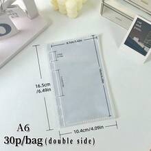 20/30/50张/袋装 A6/A7/M5/A8 透明内芯，活页贴纸簿替换内页，贴纸计划本替换内芯，PP 高透明材质，适用于粘贴贴纸、制作贴纸簿、照片卡片、办公计划本收纳 - 無色 - 查看 16
