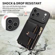 eaacaa Ốp điện thoại Pearl 1pc mờ có dây đeo, gương, khe đựng thẻ, ví có khóa kéo, dây xích ngọc trai giả, chống sốc, tương thích với Apple 17 Pro Max/17/Air/17 Pro/17e/16/15/14/13/12/11 Pro Max/Plus Mini, Galaxy A56/A54/A53/A52/A51/A50/A36/A34/A33/A32/A26/A23/A22/A21S/A16/A14/A13/A12/A06 - màu đen - Xem 8
