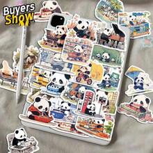 50 Cute Panda Daily Stickers Cartoon Computer Decoration Waterproof Pattern DIY Handbook Phone Case Notebook Back To School - Multicolor - View 5