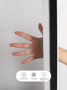 黑色拉链式窗纱网，自粘式魔术贴安装，防蚊虫网，透气防尘帘，方便开窗 - 黑色 - 查看 5