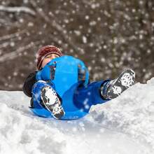 Esquís para niños, esquís de copo de nieve de plástico engrosado, adecuados para jugar al aire libre en la nieve de invierno, esquiar, patinar sobre hielo, esquiar sobre césped en verano, esquiar en arena, mangos de doble propósito. - Rosa - Ver 6