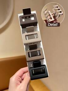 4pcs Women's Simple Basic Square Hair Clips, Matte Finish, Vintage Minimalist Style, Suitable For Daily Commute, Parties, Holidays, Birthdays And Various Social Occasions - Multicolor - View 7