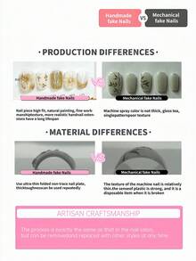 10pcs Cat Eye Reflective Almond Shaped False Nails Set, Includes 1 Mini Nail File And 1 Sticker, Suitable For Daily Wear And Nail Art Decoration, Suitable For Girls, Ladies, Parties, Holidays - Multicolor - View 6