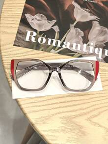 1 PC Women's Polycarbonate Bohemian Retro Color-Blocked Cat-Eye Glasses Frame For Office Work And Daily Reading With Glasses Box - 彩色 - 查看 12