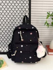 1pc's New Star-Patterned Backpack Is Casual, Simple, And Stylish. It Features A Zipper Design And Adjustable Shoulder Straps, Making It Suitable For Teenagers' Daily Outings And Travel. It Easily Holds Everyday Essentials, Is A Versatile Piece, And A Fashion Favorite, Suitable For Various Styles And Occasions. It Also Makes A Great Gift For Friends. Happy Ramadan! - Star Backpack - View 15
