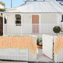 人造户外紫藤花环，75英寸人造紫藤花环，配丝绸花环，适用于婚礼拱门、花园派对、家居天花板、墙面背景、帐篷装饰 - 粉色 - 查看 6