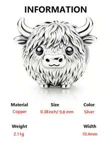 1pc Cute Niche Creative Highland Cow Beaded Pendant, Versatile For DIY Bracelet, Necklace, Small Gift